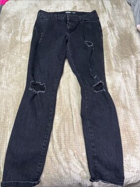 Old Navy Black Distressed Skinny Jeans